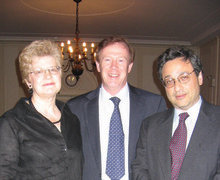 Quigley with 2006 winners of the Mark Van Doren and Lionel Trilling Awards: Professor of History Elizabeth Blackmar and the Julian Clarence Levi Professor in the Humanities Andrew Delbanco. Photo: Masha Volynsky ’06